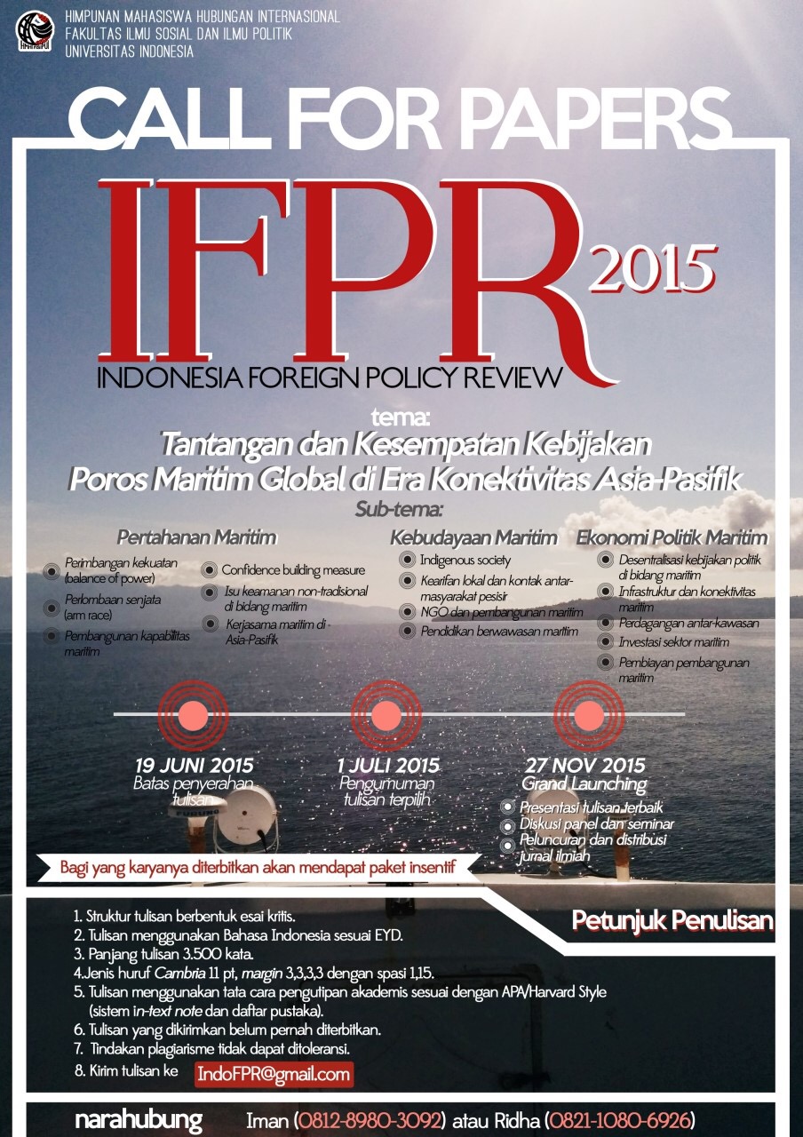 Indonesia Foreign Policy Review (IFPR) Proudly Call For Papers ! UIupdate